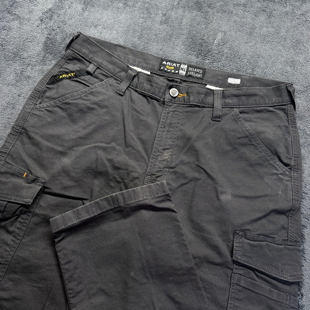 Ariat Rebar M4 Cargo Pants Mens 36x36 Grey Relaxed Straight Work Trousers
